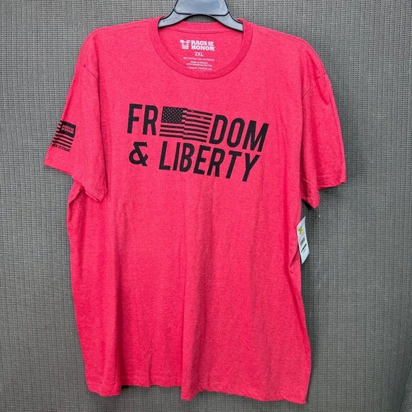 Rags Of Honor Unisex 2XL Red Freedom & Liberty Graphic T-Shirt Veteran Support - Picture 1 of 8